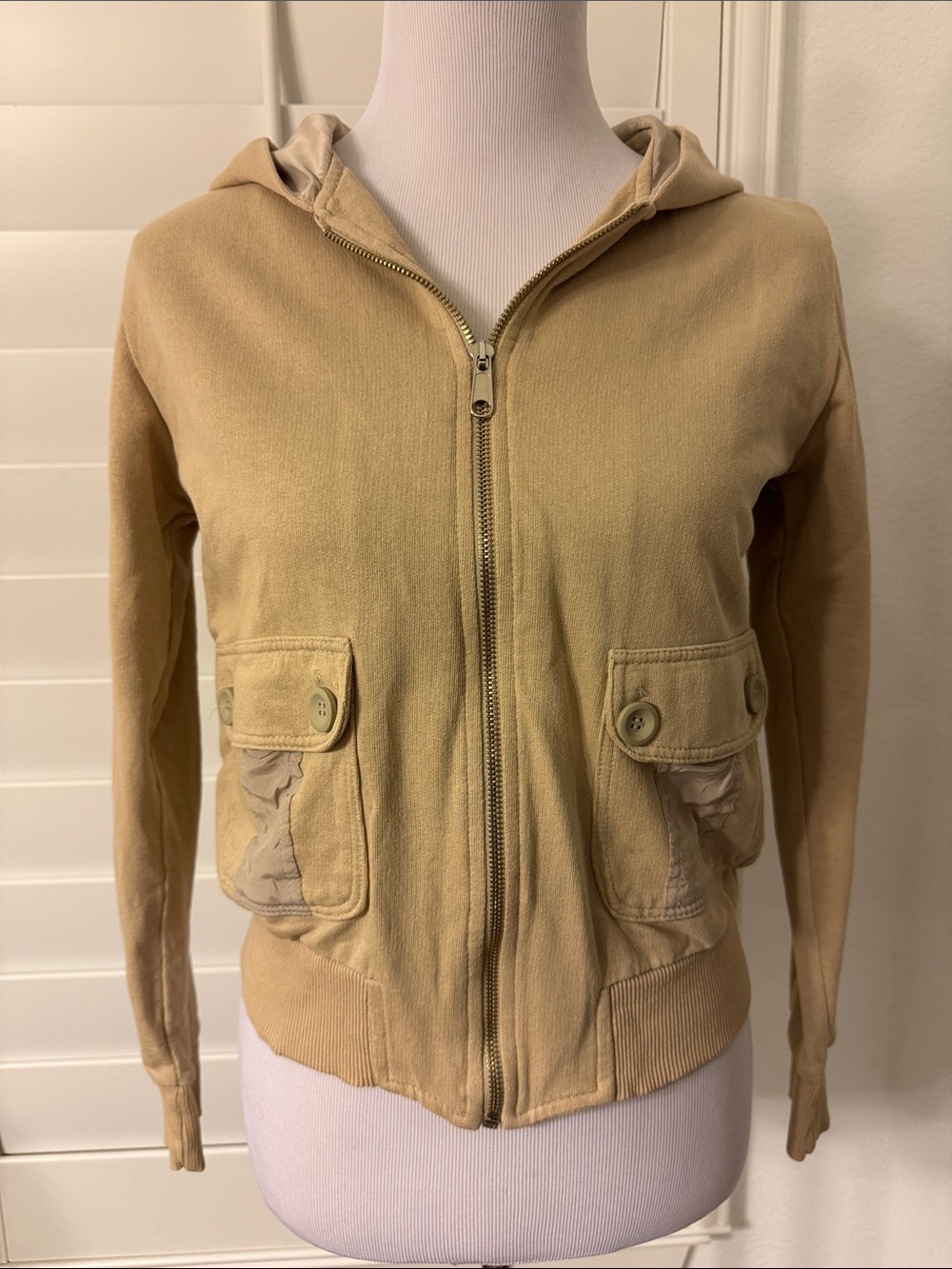 Mossimo Supply Co. Hooded Zip Utility Jacket in Tan